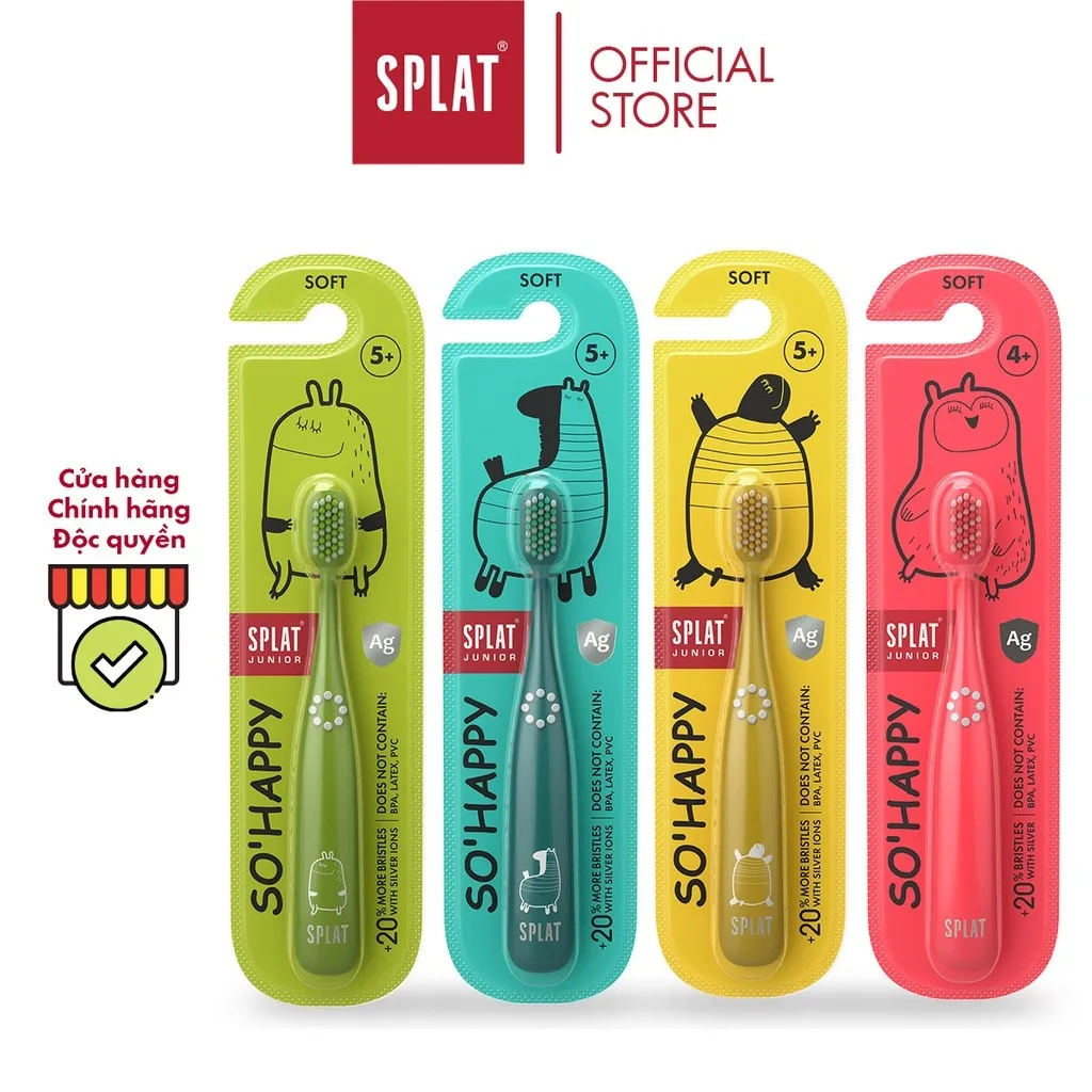 Ảnh Bàn Chải Đánh Răng SPLAT Junior Cho Bé Từ 4 Tuổi Đầu Lông Chải Mềm Mại An Toàn, Màu Sắc Ngộ Nghĩnh Thân Thiện 1