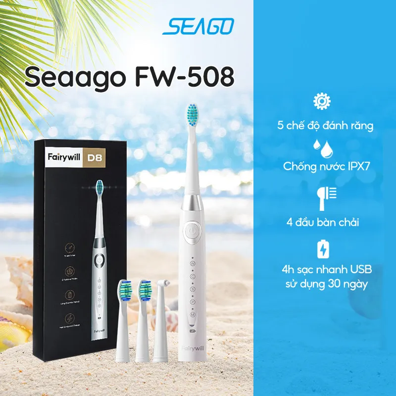 Ảnh Bàn chải điện 5 chế độ |Chế độ rung âm hơn 40000 lần mỗi phút Seago Fairywill 508 1