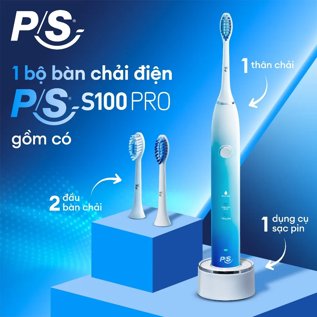 Ảnh Bàn Chải Điện P/S S100 PRO - Công Nghệ Sóng Âm, Chải Sạch Mảng Bám Tới 10X 4