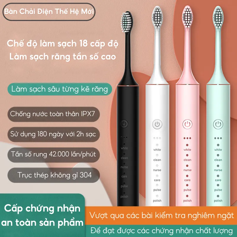 Ảnh Bàn chải điện đa năng HOKU SONIC X-5 máy đánh răng chăm sóc nướu khung kim loại tặng kèm 4 đầu chải BCD01 4
