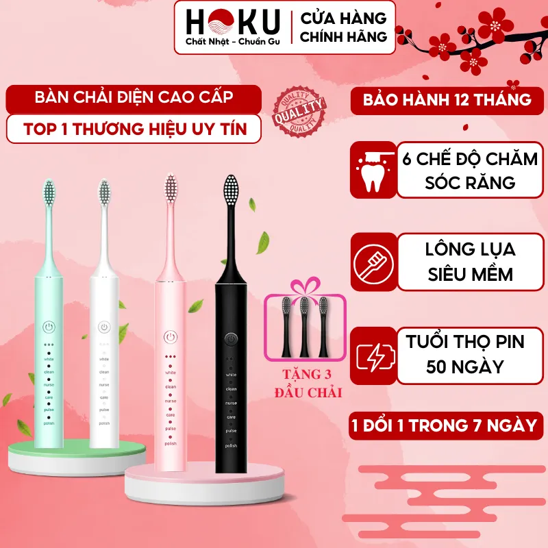 Ảnh Bàn chải điện đa năng JIASHI DELADEP, máy đánh răng Sonic X-3 sóng âm tặng kèm 4 đầu thay thế BCD01 1