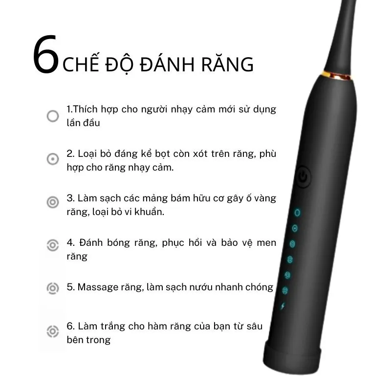 Ảnh Bàn chải điện đa năng JIASHI DELADEP, máy đánh răng Sonic X-3 sóng âm tặng kèm 4 đầu thay thế BCD01 3
