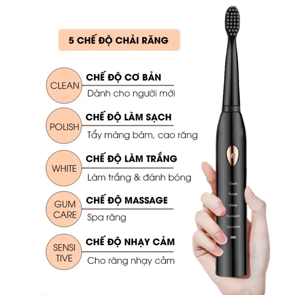 Ảnh Bàn chải điện HOKU X1 Pro, 5 chế độ đánh răng tự động, tặng kèm 4 đầu bàn chải chống nước IP7-BCD04 4