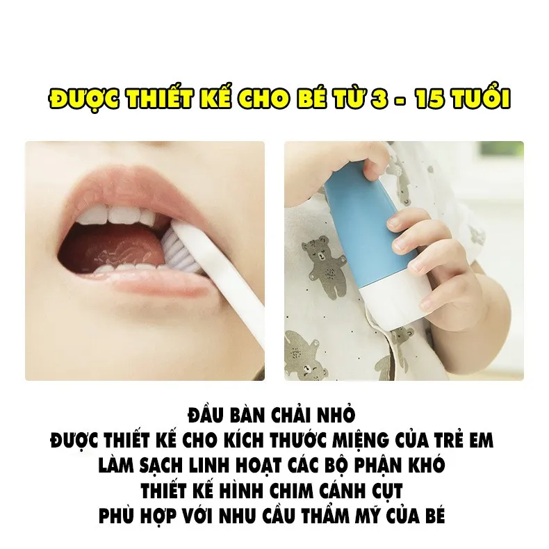 Ảnh Bàn chải điện Midkid cho bé từ 2 tuổi giúp vệ sinh răng miệng nhanh chóng, tiện lợi và an toàn 2