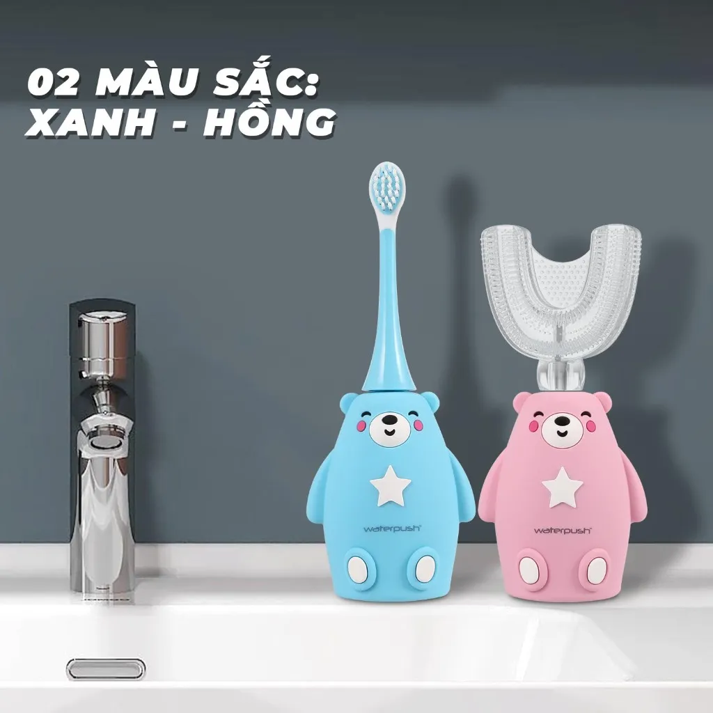 Ảnh Bàn chải điện trẻ em cao cấp WaterPush đầu chữ U siêu mềm và đầu bàn chải siêu mảnh giúp bé làm sạch 2