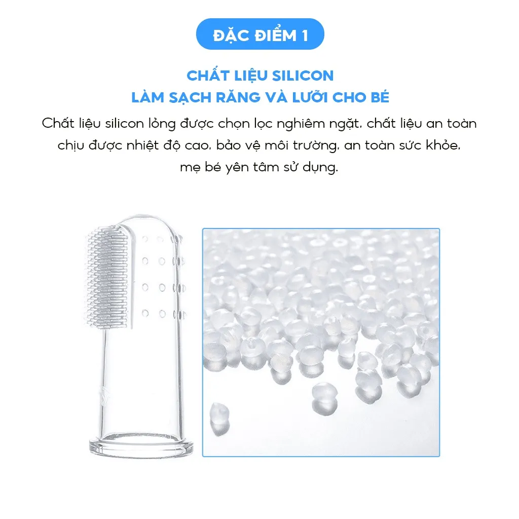 Ảnh Bàn chải xỏ ngón silicon cho bé từ 1 tuổi thương hiệu Midkid, tưa lưỡi mềm mại, an toàn, có hộp đựng sạch sẽ và tiện lợi 3