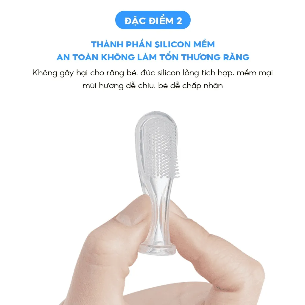 Ảnh Bàn chải xỏ ngón silicon cho bé từ 1 tuổi thương hiệu Midkid, tưa lưỡi mềm mại, an toàn, có hộp đựng sạch sẽ và tiện lợi 4