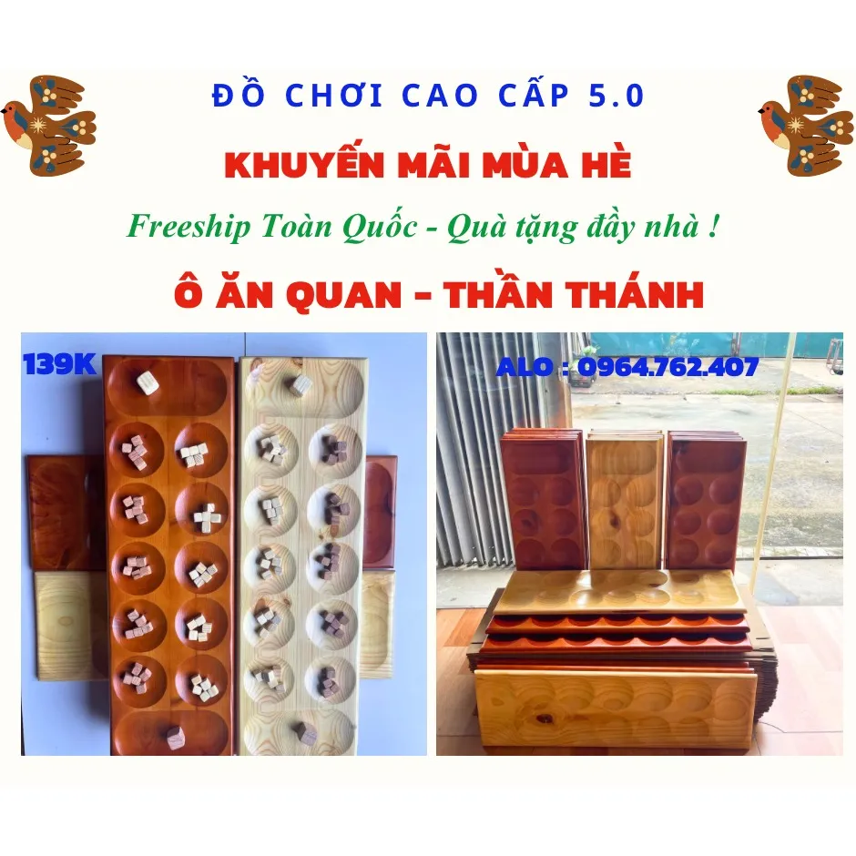 Ảnh Bàn Cờ Ô Ăn Quan Bằng Gỗ 2