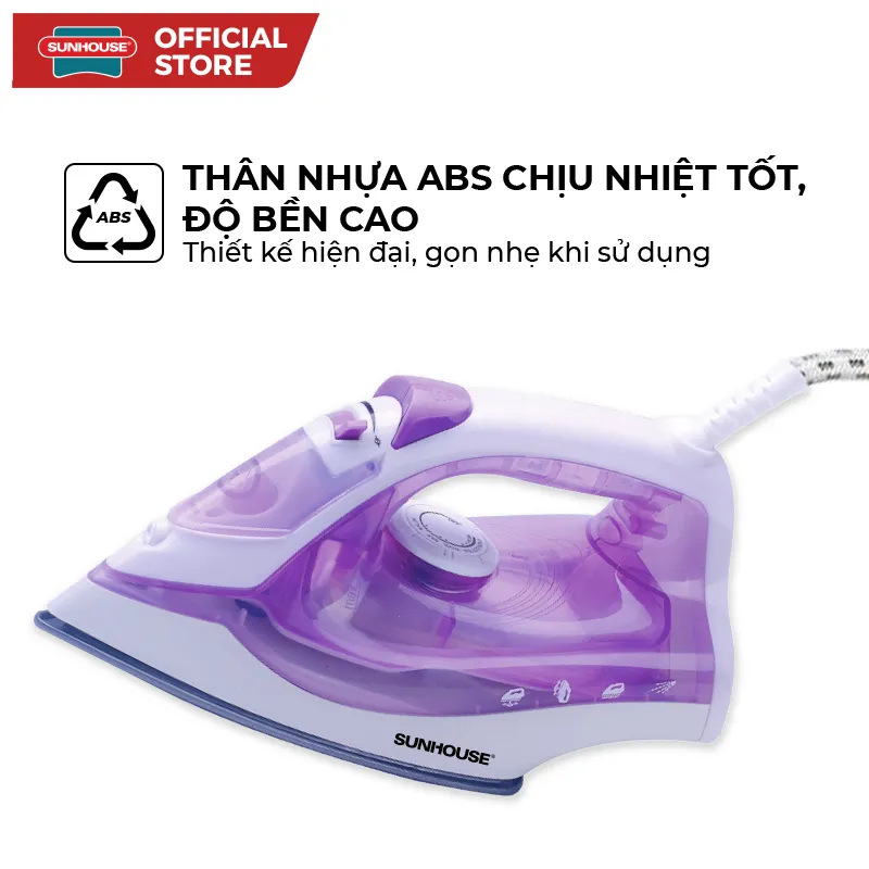 Ảnh Bàn là hơi SUNHOUSE SHD2063P màu tím -  5 chế độ là - Công suất 1600W - Bảo hành 12 tháng - Hàng chính hãng 2