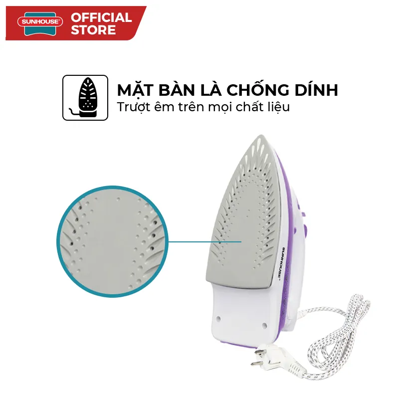 Ảnh Bàn là hơi SUNHOUSE SHD2063P màu tím -  5 chế độ là - Công suất 1600W - Bảo hành 12 tháng - Hàng chính hãng 3