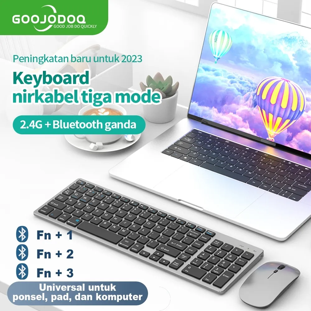 Ảnh Bàn phím bluetooth không dây GOOJODOQ 102 phím/chuột không dây cho laptop máy tính để bàn chính hãng 1