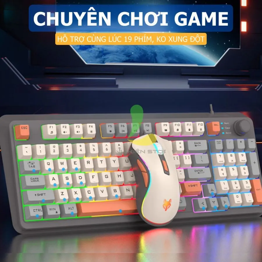 Ảnh Bàn phím chuột có dây gaming HOSAN xunfox K820 / K82 trang bị Led 7 màu phím giả cơ chuột 3600 DPI ấn tượng 4