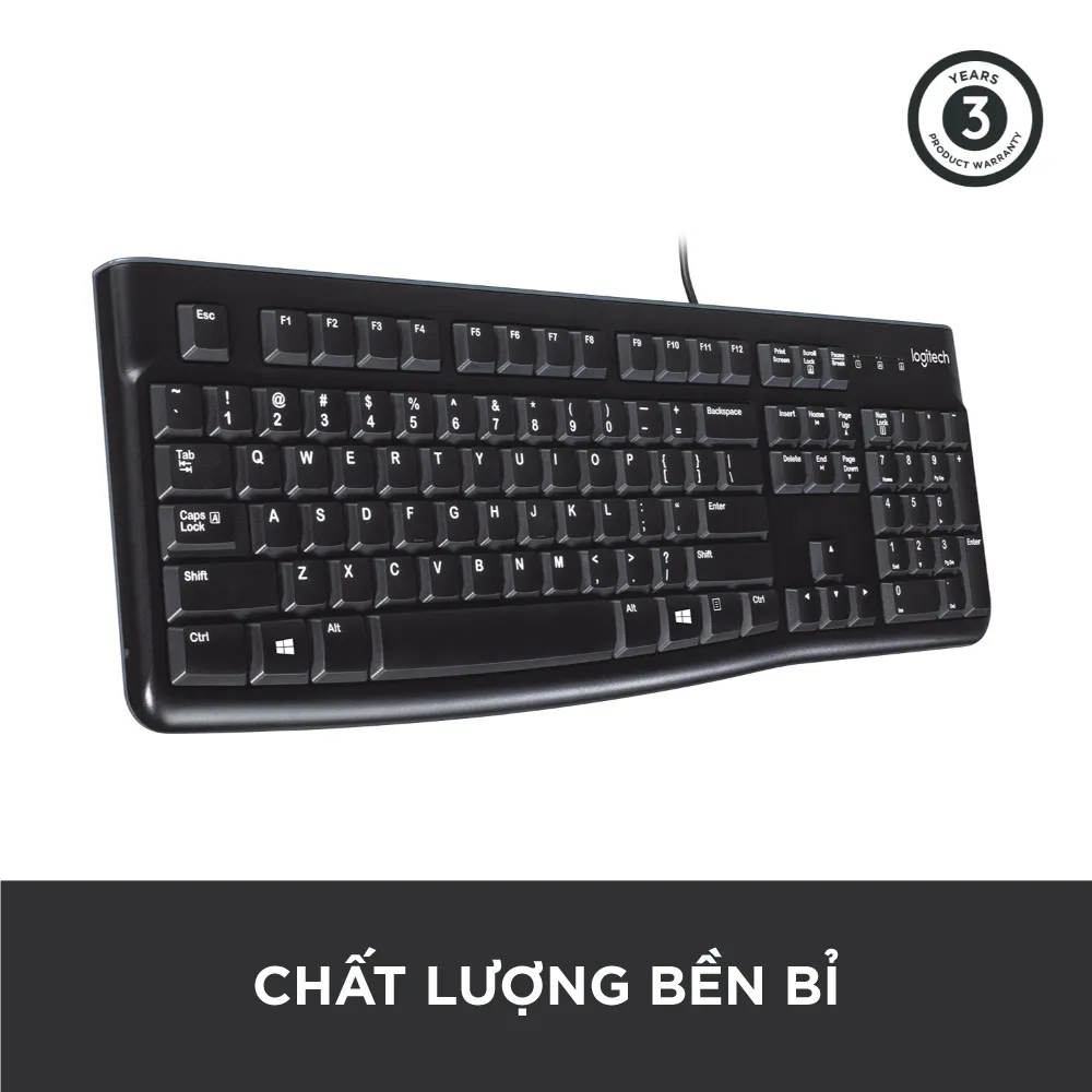 Ảnh Bàn phím có dây Logitech K120 - Bền bỉ, chống tràn, kích thước đầy đủ có phím số 3