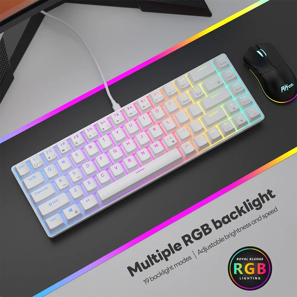 Ảnh Bàn phím có dây RK Royal Kludge RK68 RGB White 68 phím 2