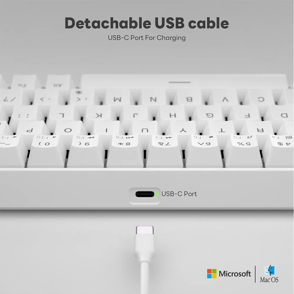 Ảnh Bàn phím có dây RK Royal Kludge RK68 RGB White 68 phím 3