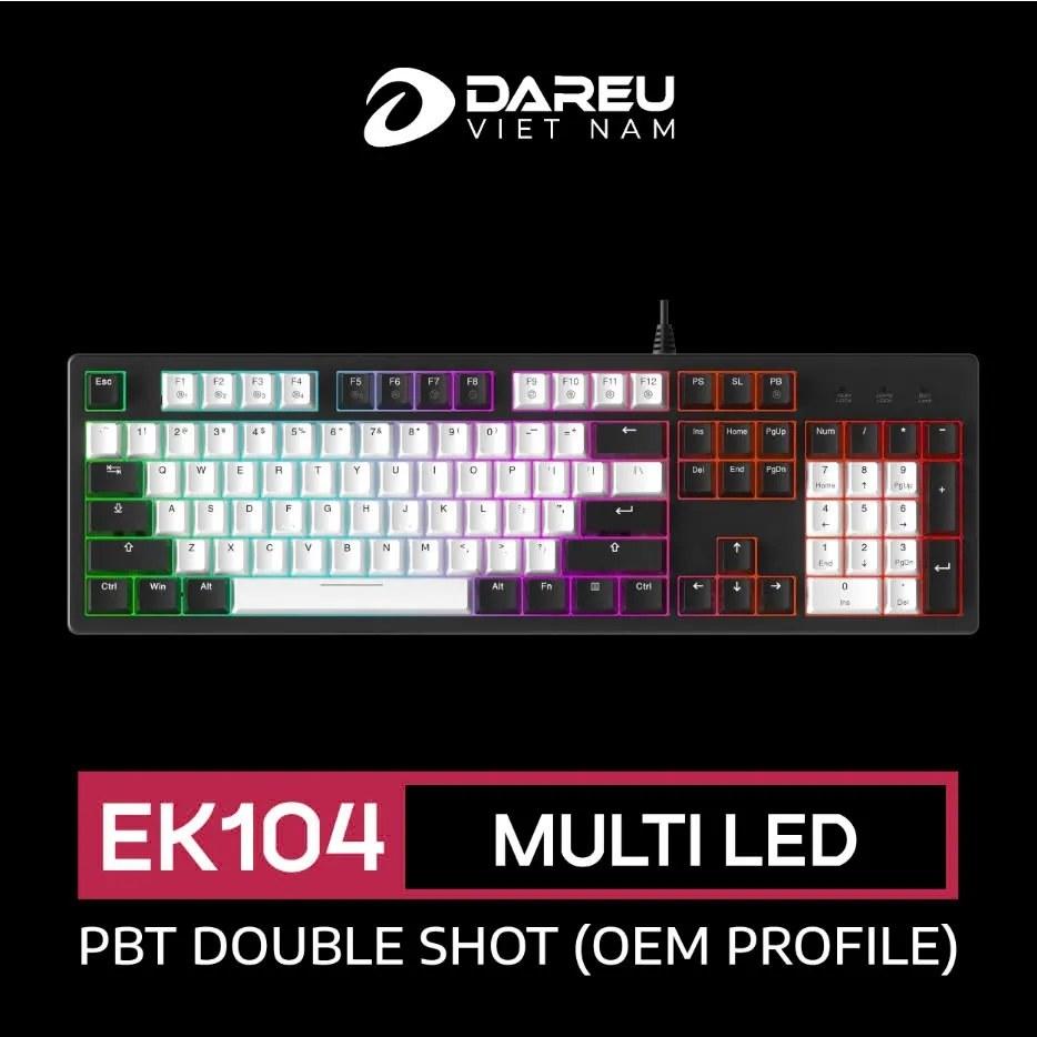 Ảnh Bàn phím cơ Gaming DAREU EK104 Grey Black 104KEY MULTI LED 3