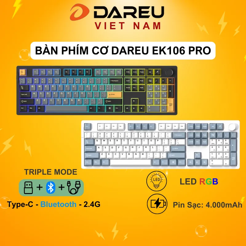 Ảnh Bàn phím cơ Gaming Dareu EK106 Pro (LED RGB / Pin: 4.000mAh / Hotswap ) 1