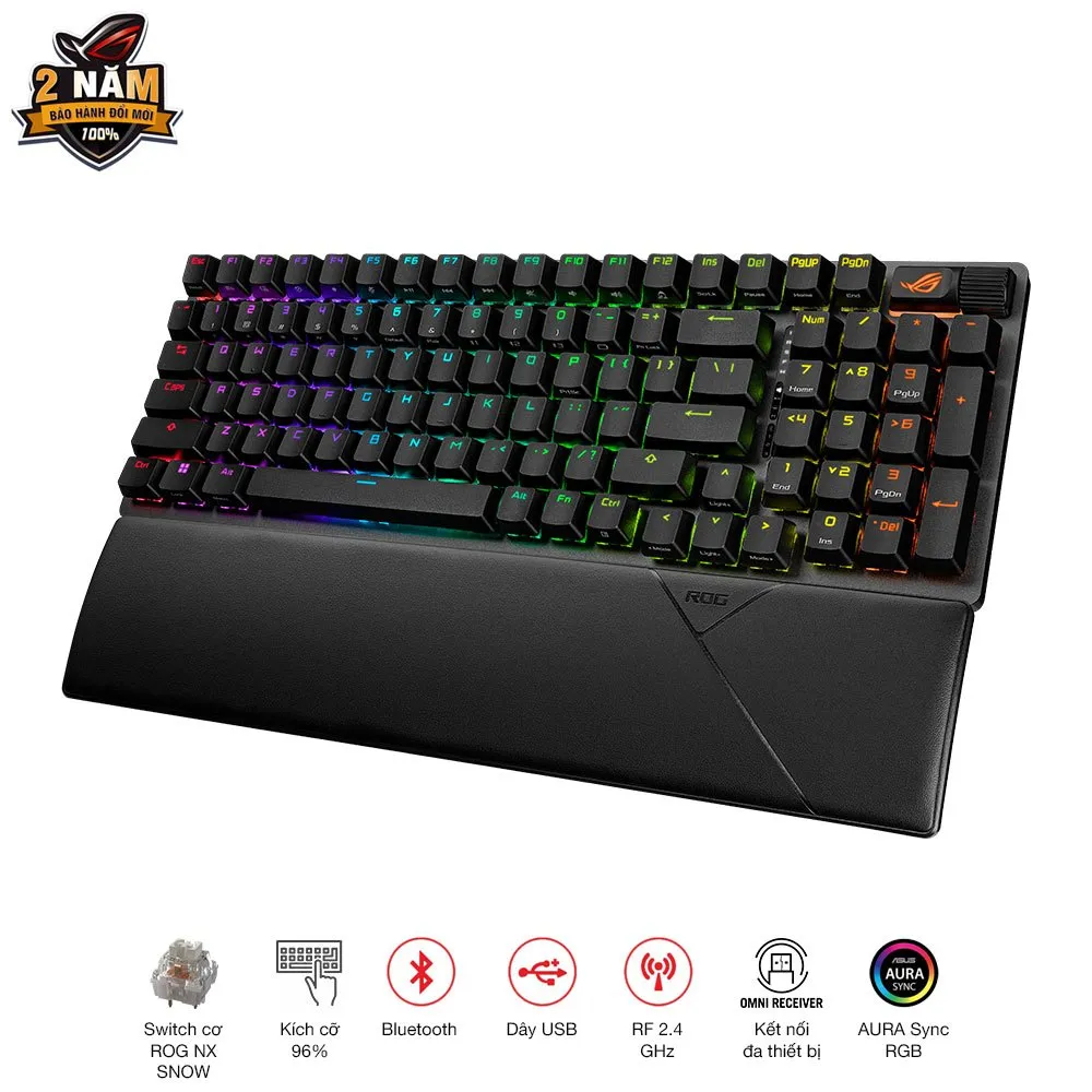 Ảnh Bàn phím cơ gaming FPS không dây ROG Strix Scope II 96 WL switch cơ ROG NX Snow - màu đen 2