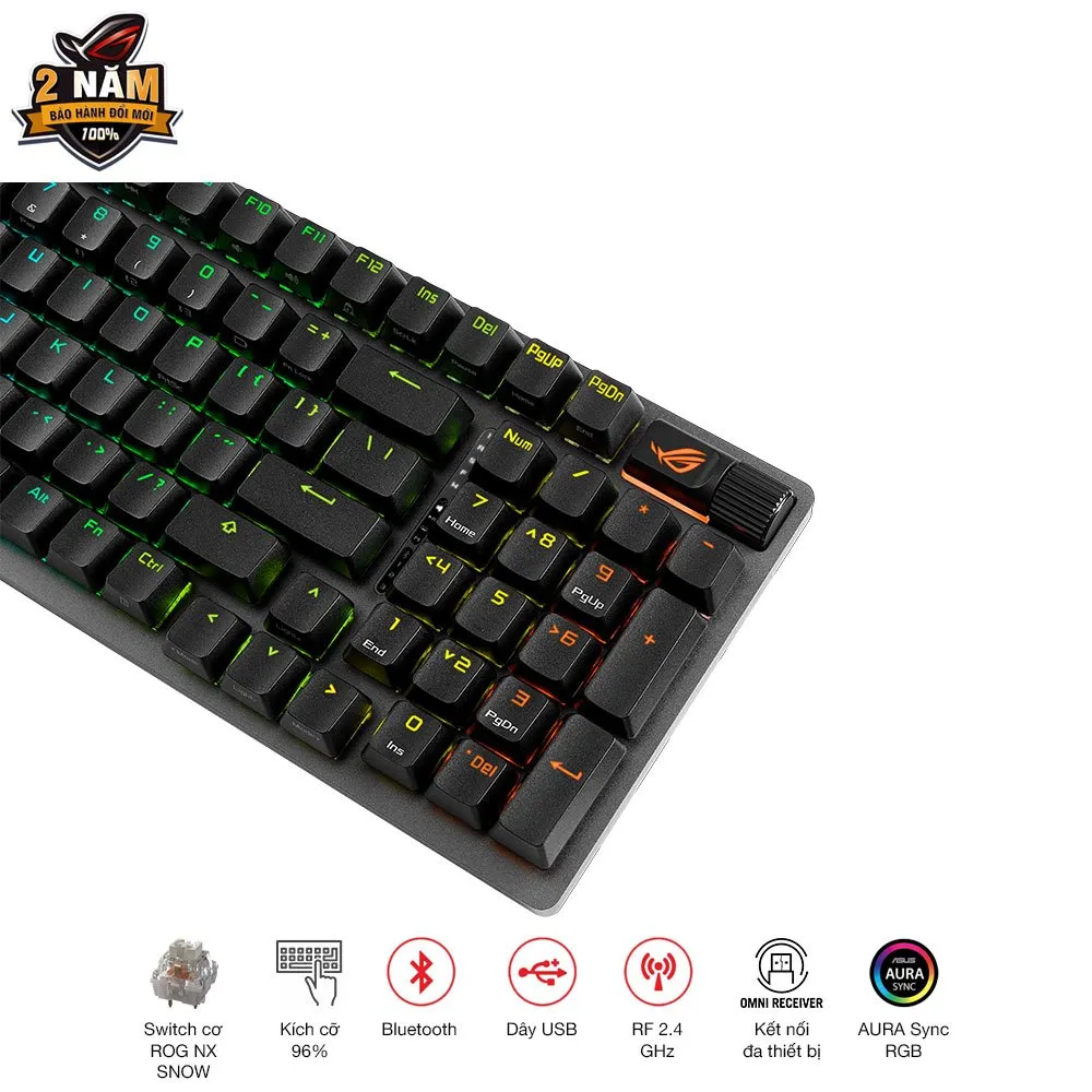 Ảnh Bàn phím cơ gaming FPS không dây ROG Strix Scope II 96 WL switch cơ ROG NX Snow - màu đen 4