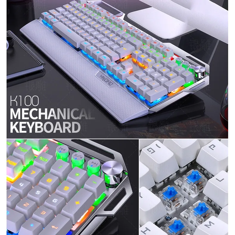 Ảnh Bàn phím cơ ZTU Smart K100 chơi game 104 phím có LED có kê tay chống mỏi, núm điều chỉnh âm thanh thuận tiện 3