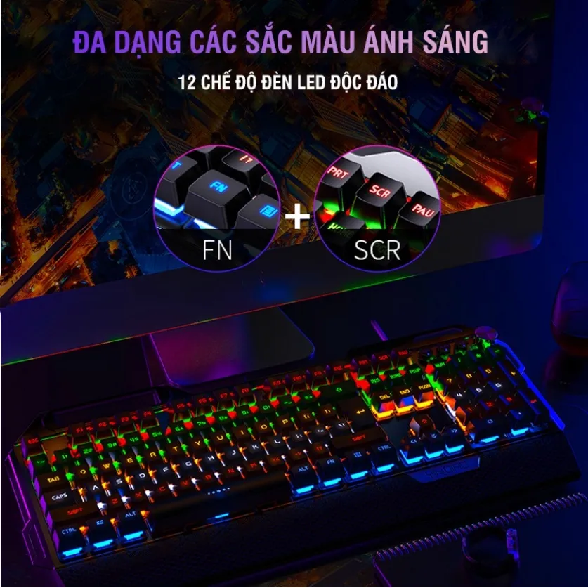 Ảnh Bàn phím cơ ZTU Smart K100 chơi game 104 phím có LED có kê tay chống mỏi, núm điều chỉnh âm thanh thuận tiện 4