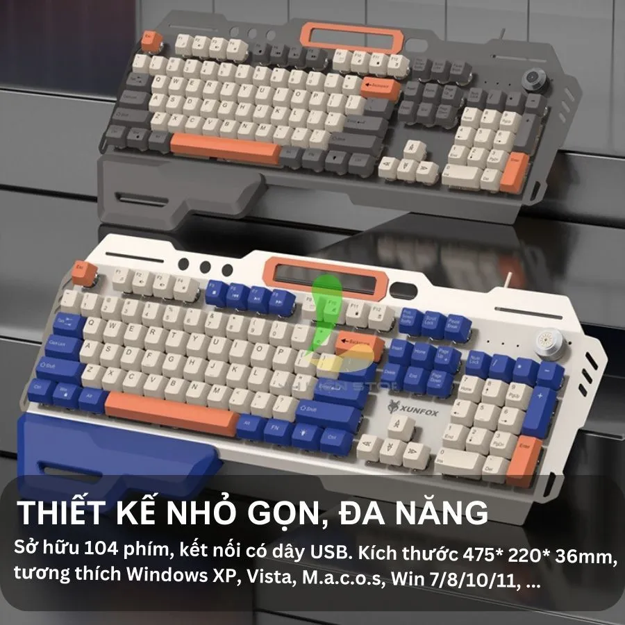 Ảnh Bàn phím gaming HOSAN XUNFOX K90 thiết kế 104 phím có đèn led cầu vồng màu kèm nút điều chỉnh âm lượng 2