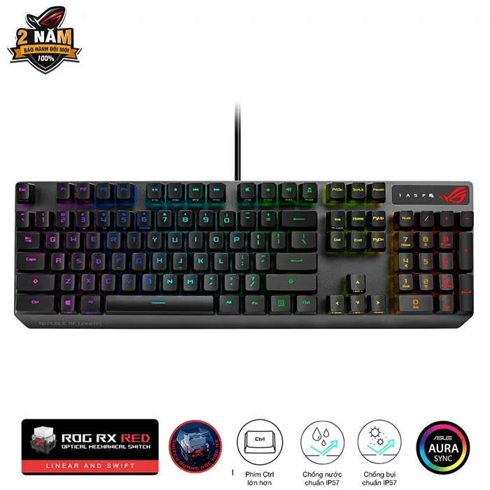 Ảnh Bàn phím Gaming Quang Cơ Asus ROG Strix Scope RX RED Switch Wired - 90MP0240-BKUA00 1