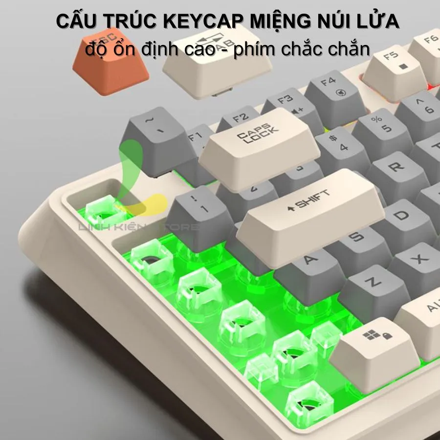 Ảnh Bàn phím giả cơ gaming HOSAN xunfox K82 thiết kế 94 phím có đèn led 7 màu kèm theo nút vặn âm lượng 2