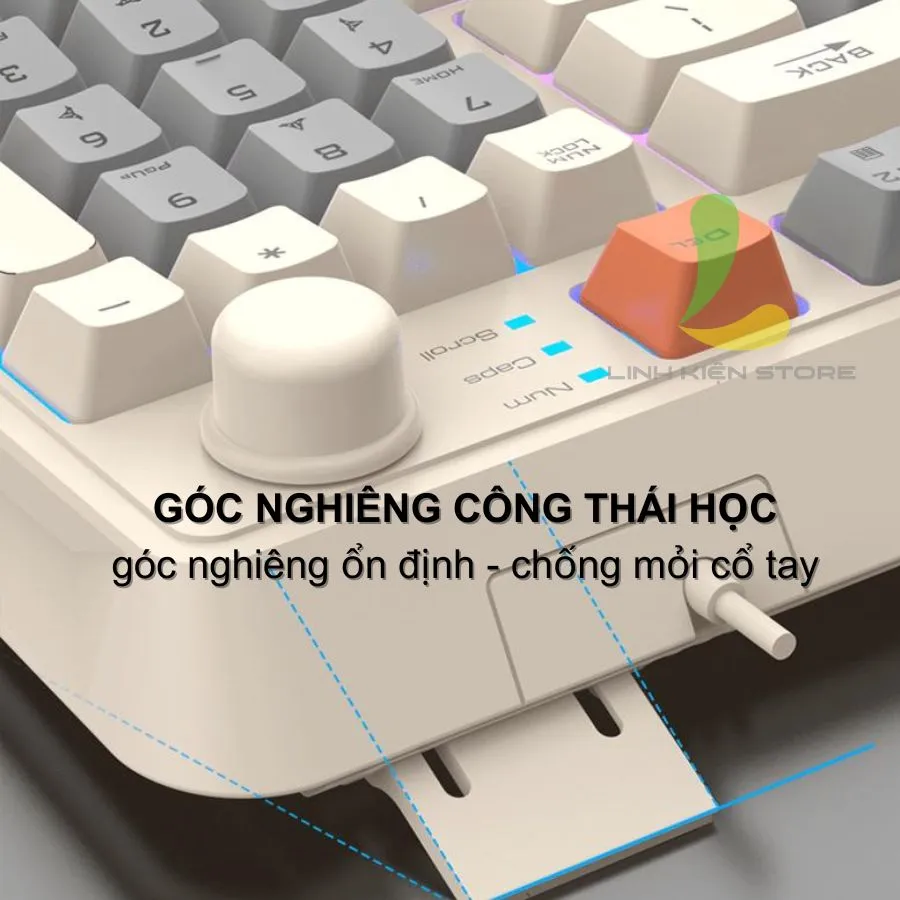 Ảnh Bàn phím giả cơ gaming HOSAN xunfox K82 thiết kế 94 phím có đèn led 7 màu kèm theo nút vặn âm lượng 3