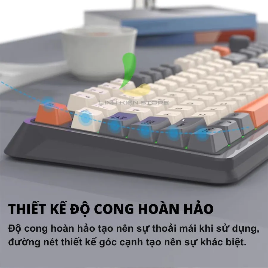 Ảnh Bàn phím giả cơ không dây gaming HOSAN xunfox K94 thiết kế 94 phím kết nối 3 chế độ và đèn led 7 màu cực đẹp 2