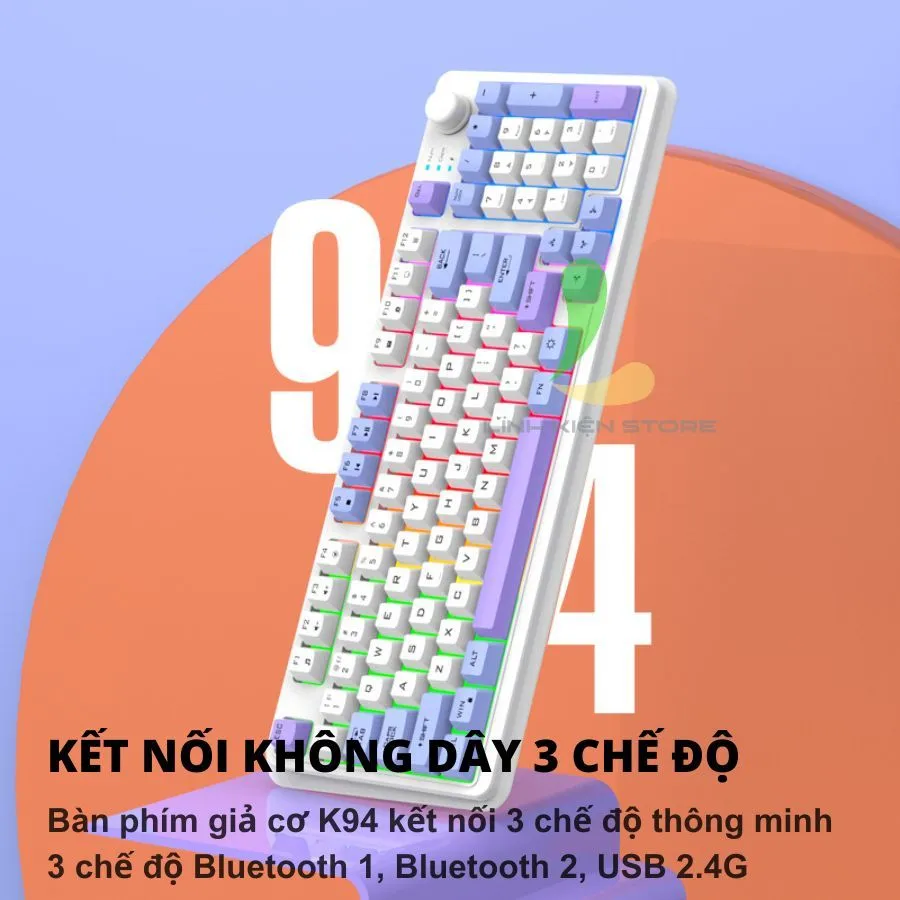 Ảnh Bàn phím giả cơ không dây gaming HOSAN xunfox K94 thiết kế 94 phím kết nối 3 chế độ và đèn led 7 màu cực đẹp 3
