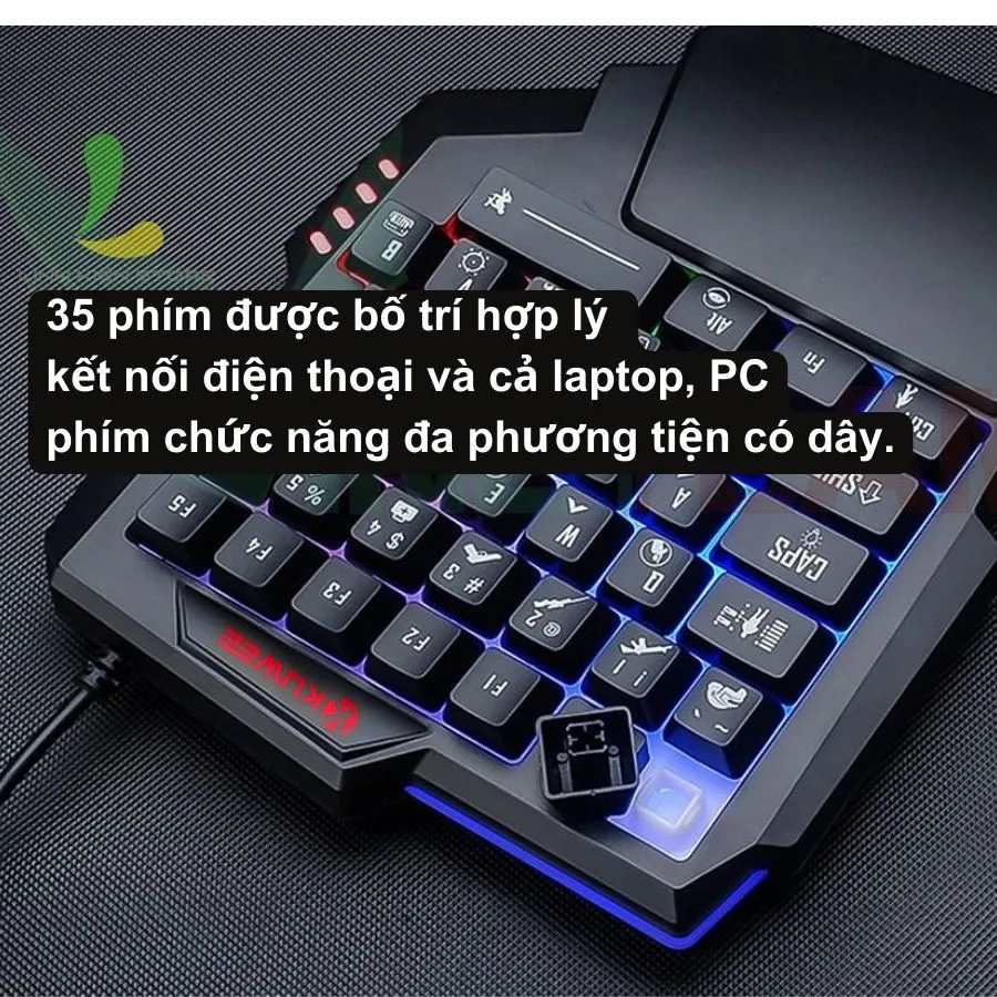 Ảnh Bàn phím giả cơ một tay HOSAN Kuwee K15 với 35 phím hỗ trợ Chơi Game Pubg Mobile, Free Fire trên điện thoại, PC 2