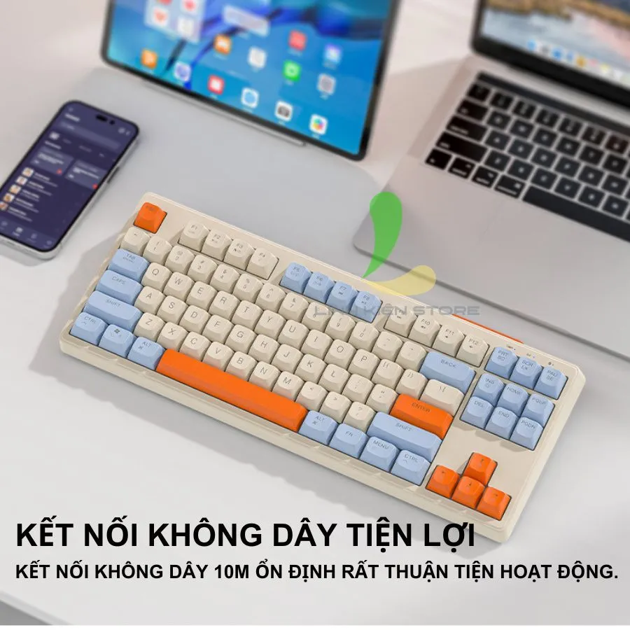 Ảnh Bàn Phím Không Dây Gaming FREEWOLF M87 - Bàn Phím Chơi Game 87 Phím Ấn Tượng Với Kết Nối Kép 4