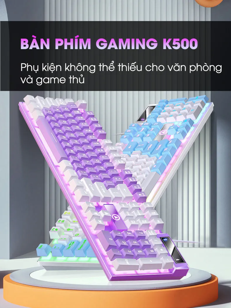 Ảnh Bàn phím máy tính có dây gaming SIDOTECH K500 giả cơ led rgb full 104 key chống nước cho laptop pc văn phòng game thủ 1