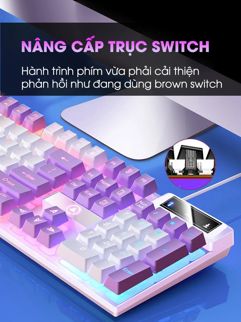 Ảnh Bàn phím máy tính có dây gaming SIDOTECH K500 giả cơ led rgb full 104 key chống nước cho laptop pc văn phòng game thủ 2