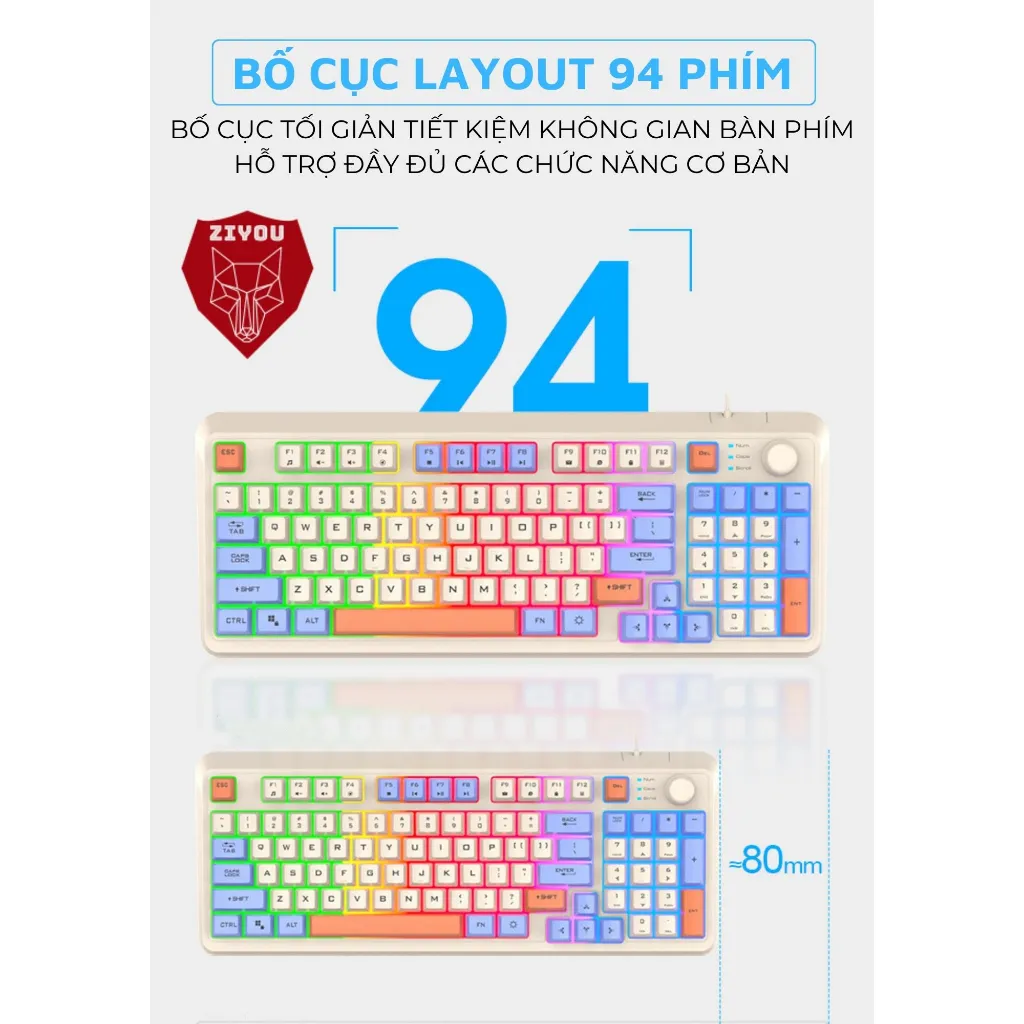 Ảnh Bàn Phím Máy Tính Giả Cơ Gaming K82 LED LIGHT 7 Màu Cực Đẹp Gõ Cực Đã Dùng Chơi Game, Văn Phòng 4