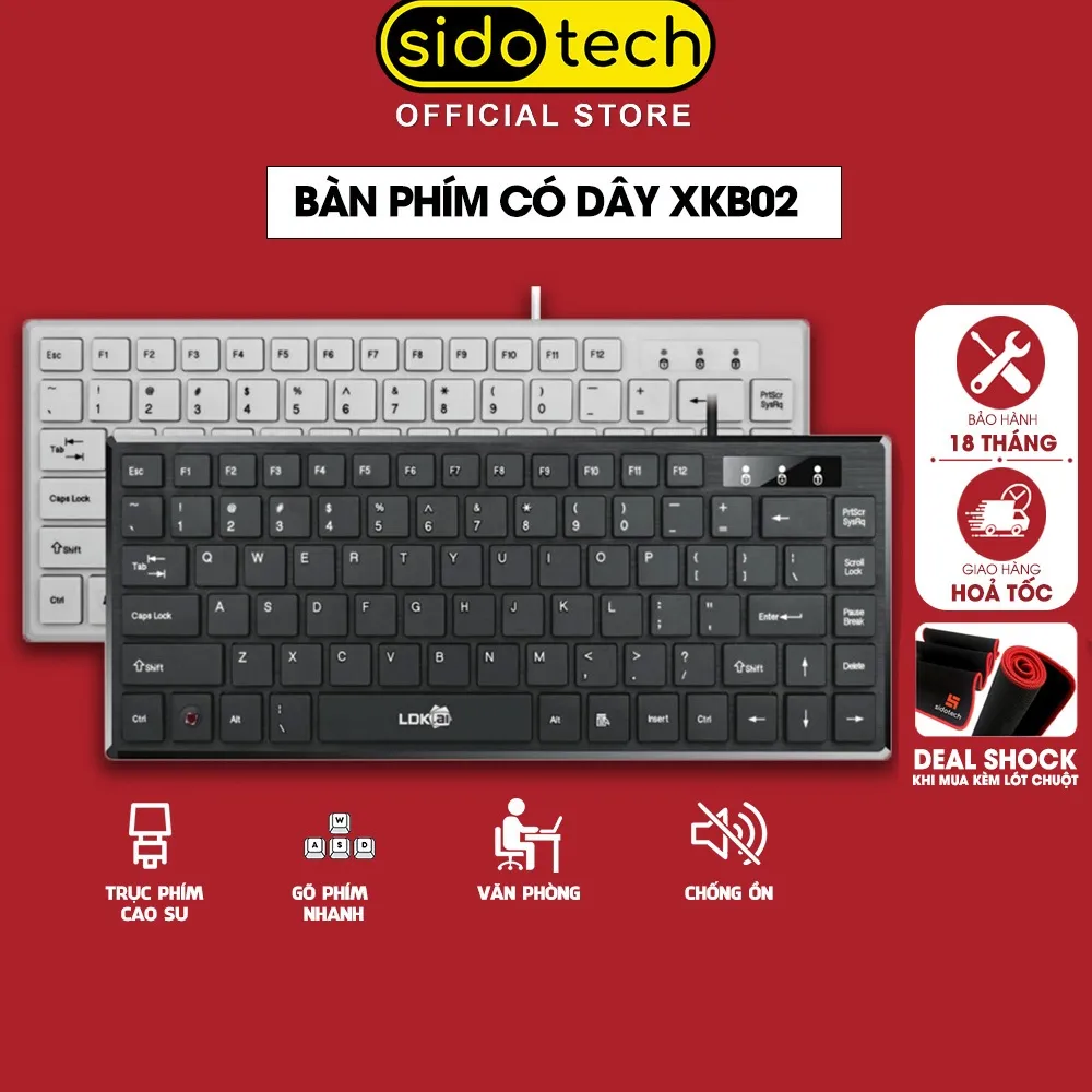 Ảnh Bàn phím máy tính mini có dây SIDOTECH XKB02 nhỏ gọn tinh tế 82 key cho laptop văn phòng học sinh sinh viên 1