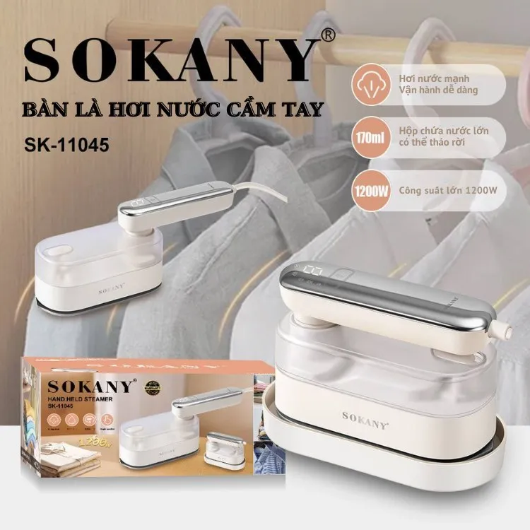 Ảnh Bàn ủi hơi nước cầm tay SOKANY SK-11045 công suất lớn 1200W, là siêu phẳng, siêu nhanh, nhỏ gọn tiện lợi cho cả gia đình 1