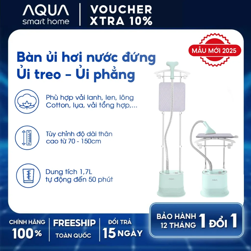 Bàn Ủi Hơi Nước Đứng AQUA S2526T 2000W: Ủi Nhanh, Thẳng Mượt