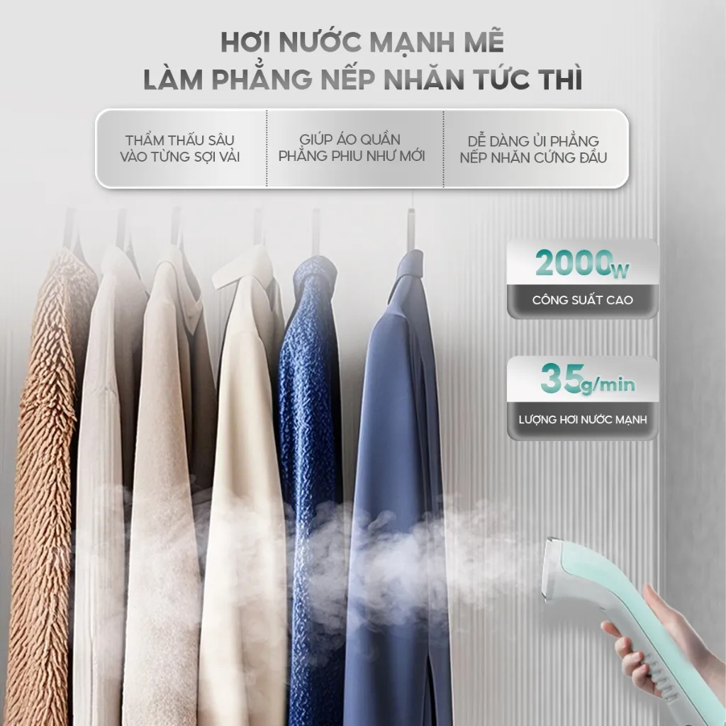 Ảnh Bàn ủi hơi nước đứng AQUA S2526T có thể ủi treo ủi phẳng, công suất 2000W, dung tích 1.7L 2