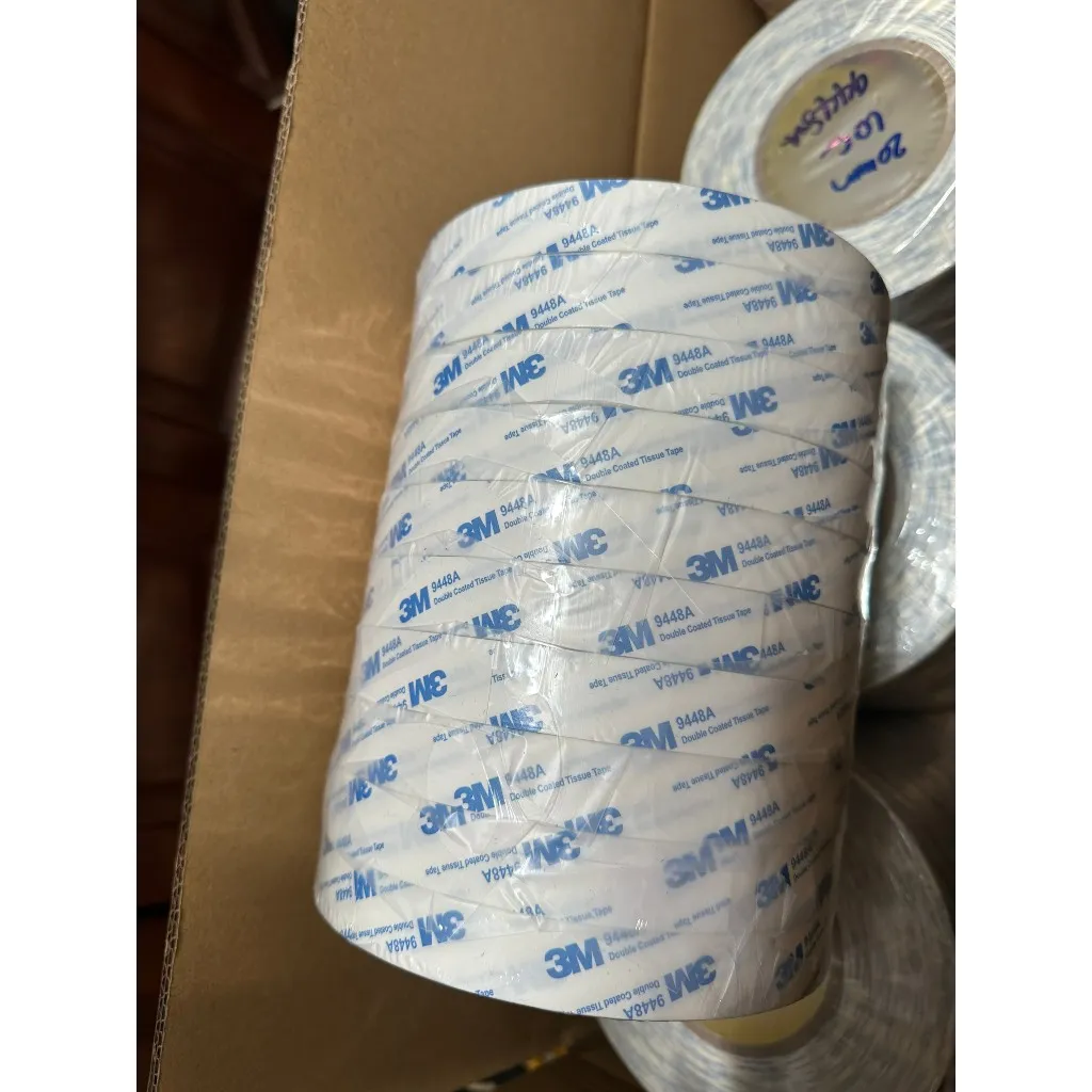 Ảnh Băng keo 2 mặt mỏng 3M™ Double Coated Tissue Tape 9448A - nhiều size - Trắng xanh 3