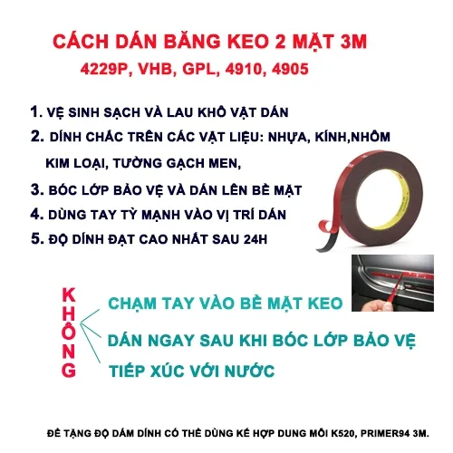 Ảnh Băng Keo cường lực 2 mặt  3M™  Acrylic Foam Tape 4229P- Độ bám dính cao, lắp ráp nội ngoại thất, vật dụng gia đình.... 2