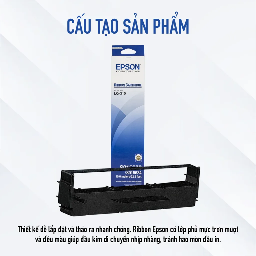 Ảnh Băng Mực Máy In Kim Epson C13S015639 Cho Máy LQ310 Độ Phủ Mực Cao Giúp In Mượt Và Đều Màu 1