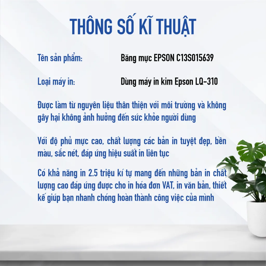 Ảnh Băng Mực Máy In Kim Epson C13S015639 Cho Máy LQ310 Độ Phủ Mực Cao Giúp In Mượt Và Đều Màu 2