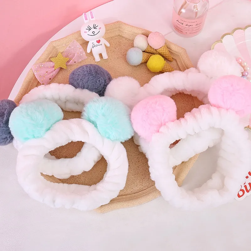 Ảnh Băng đô tóc rửa mặt trang điểm Laboon, bờm tóc tai gấu trúc vải nhung co giãn mềm mịn 2