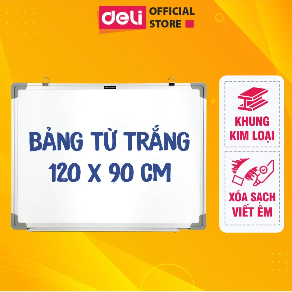 Đánh Giá Bảng Từ Trắng DELI 120x90 cm: Từ Tính, Bền Bỉ & Đa Năng