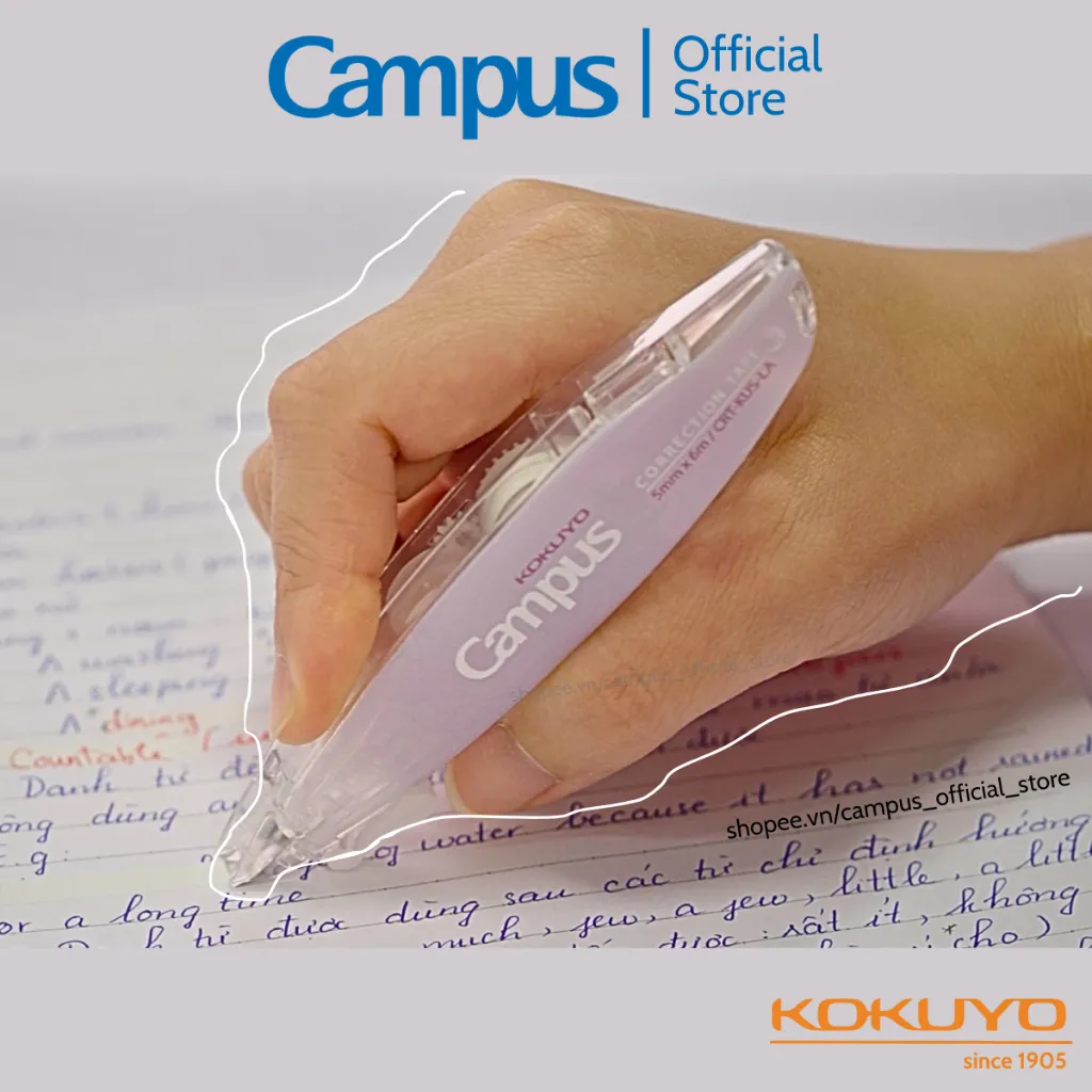 Ảnh Băng Xoá Kéo Nhỏ Gọn Kusumi 5mmx6m Đầu Thép Không Gỉ & Refill Made In Japan Chính Hãng Campus 1
