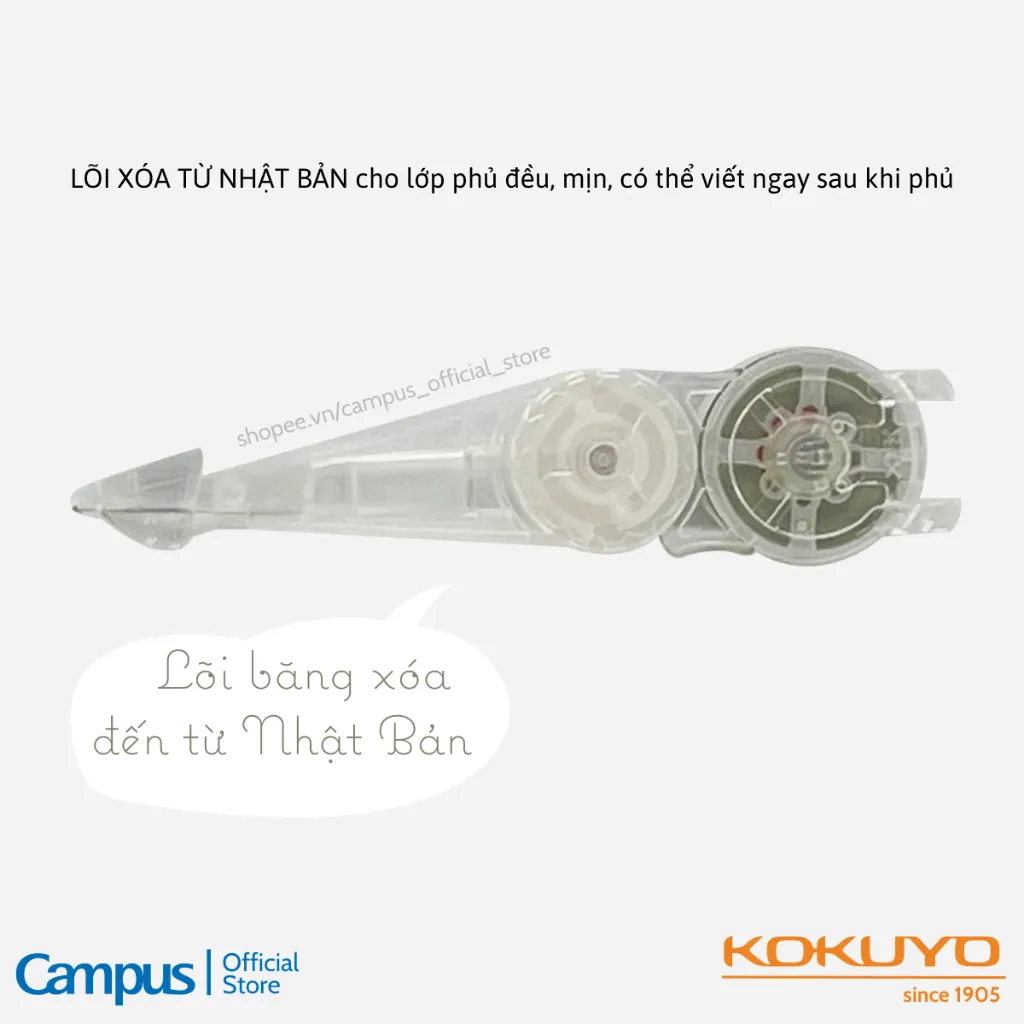 Ảnh Băng Xoá Kéo Nhỏ Gọn Kusumi 5mmx6m Đầu Thép Không Gỉ & Refill Made In Japan Chính Hãng Campus 3