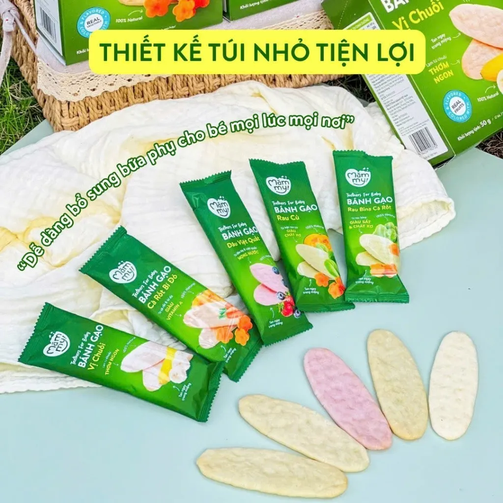 Ảnh Bánh ăn dặm gạo dẹt rau củ Mămmy giúp bé tập nhau bổ sung dinh dưỡng, hỗ trợ tiêu hóa cho bé 7 tháng 3