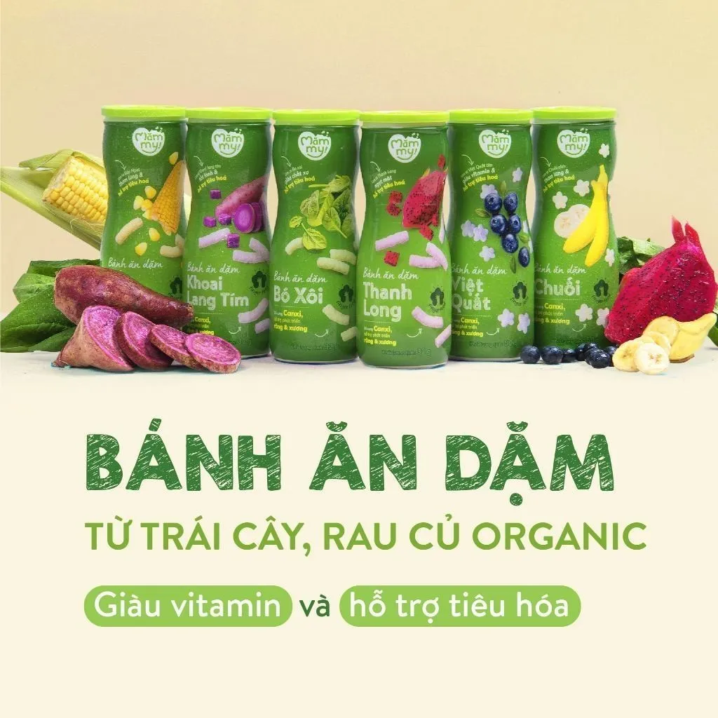 Ảnh Bánh ăn dặm hũ Mămmy vị trái cây và rau củ giúp hỗ trợ tiêu hoá cho bé 6 tháng tuổi, hũ 32-50g 2